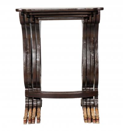 Chinese Export Brown Lacquer Quartetto Tables