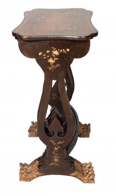 Chinese Export Brown Lacquer Quartetto Tables