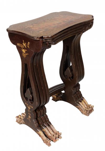 Chinese Export Brown Lacquer Quartetto Tables