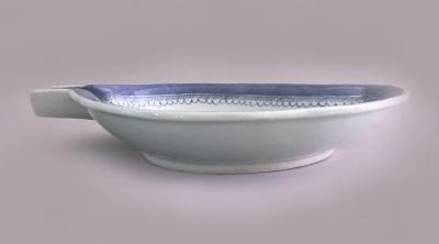 Chinese Export Canton Blue and White Leaf Dish