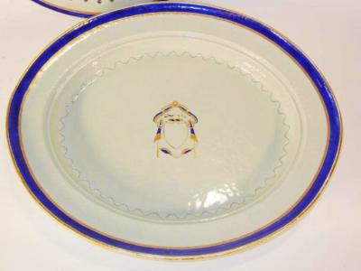 Chinese Export Chop Platter and Strainer Rare Unused Marriage Armorial