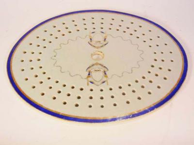 Chinese Export Chop Platter and Strainer Rare Unused Marriage Armorial