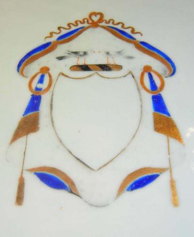 Chinese Export Chop Platter and Strainer Rare Unused Marriage Armorial