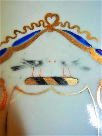 Chinese Export Chop Platter and Strainer Rare Unused Marriage Armorial