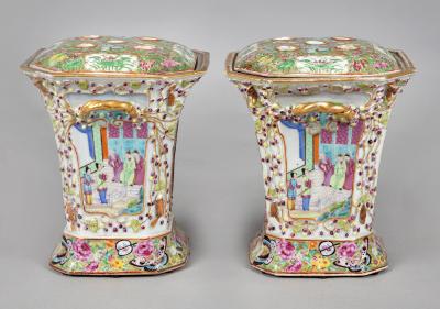 Chinese Export Famille Rose Bough Pots a Pair
