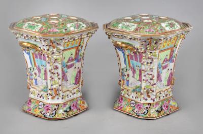 Chinese Export Famille Rose Bough Pots a Pair