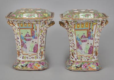 Chinese Export Famille Rose Bough Pots a Pair