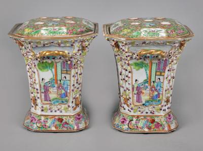 Chinese Export Famille Rose Bough Pots a Pair