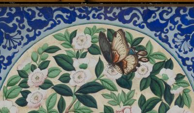 Chinese Export Framed Watercolor of Birds