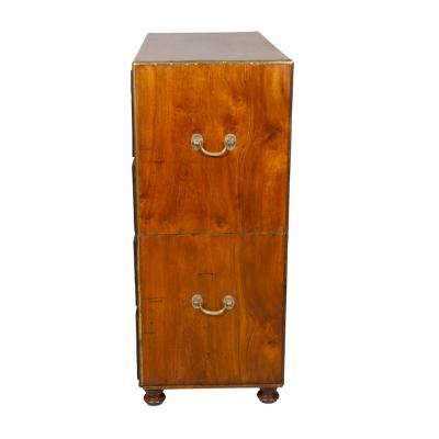 Chinese Export Mahogany and Brass Inlaid Campaign Chest