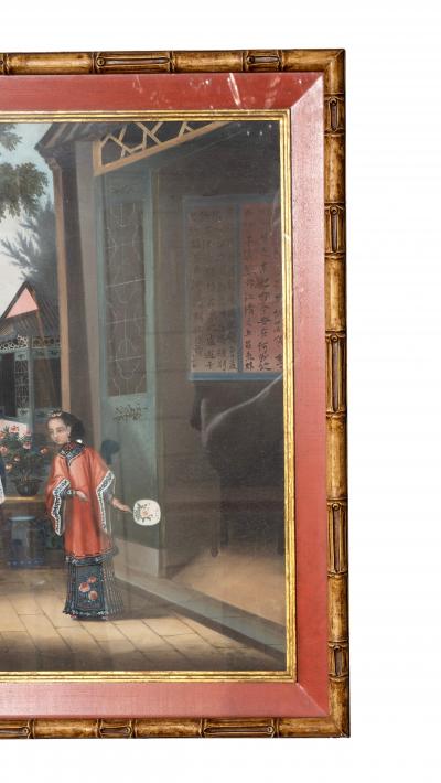 Chinese Export Oil On Canvas Of Court Scene