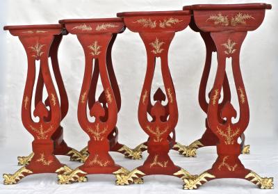 Chinese Export Parcel gilt on Lacquer Quartetto Tables