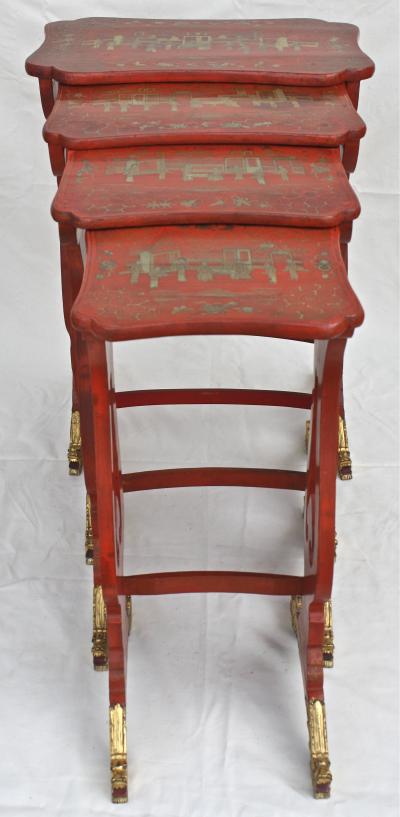 Chinese Export Parcel gilt on Lacquer Quartetto Tables