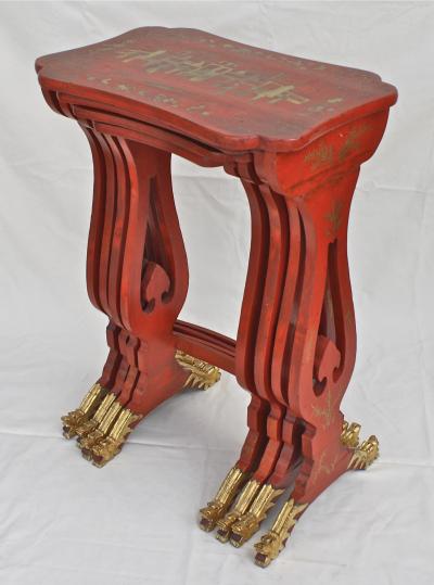 Chinese Export Parcel gilt on Lacquer Quartetto Tables