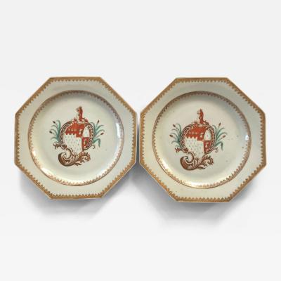 Chinese Export Porcelain Armorial Hexagonal Plates