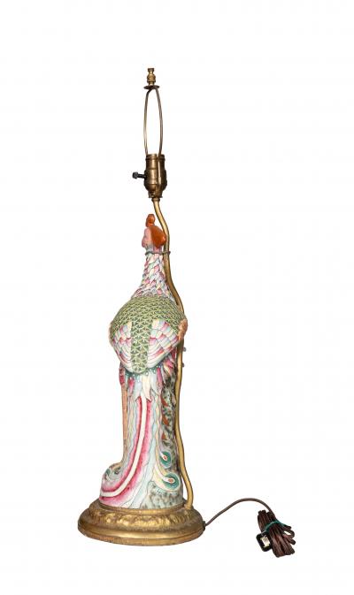 Chinese Export Porcelain Phoenix Table Lamp