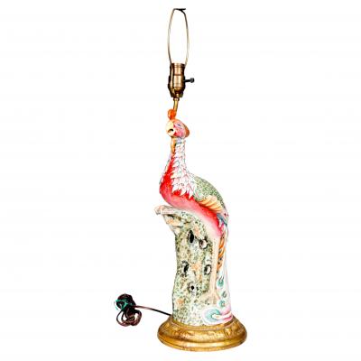 Chinese Export Porcelain Phoenix Table Lamp