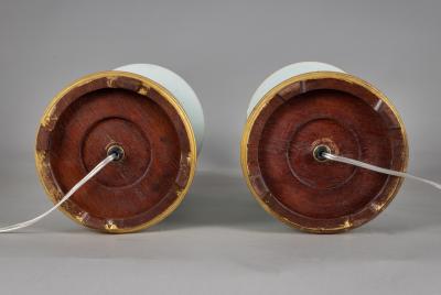 Chinese Export Porcelain Table Lamps with Shades a Pair
