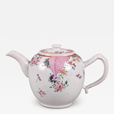 Chinese Export Pseudo Tobacco Leaf Teapot c 1790