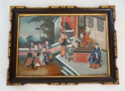 Chinese Export Reverse Glass Paintings Set of Four