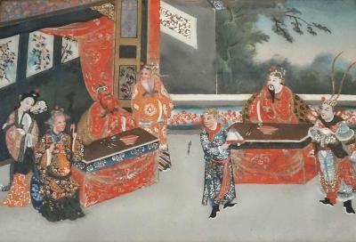 Chinese Export Reverse Glass Paintings Set of Four