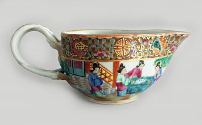 Chinese Export Rose Mandarin Gravy Boat
