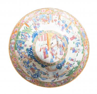 Chinese Export Rose Mandarin Punch Bowl