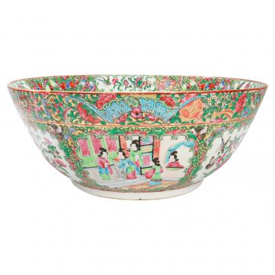Chinese Export Rose Mandarin Punch Bowl