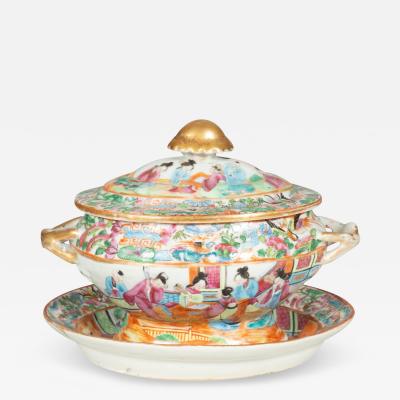 Chinese Export Rose Mandarin Sauce Tureen And Underplate