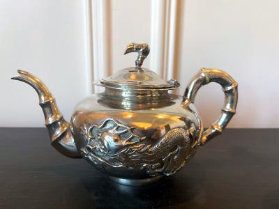 Chinese Export Silver Tea Set with Original Box Zee Wo