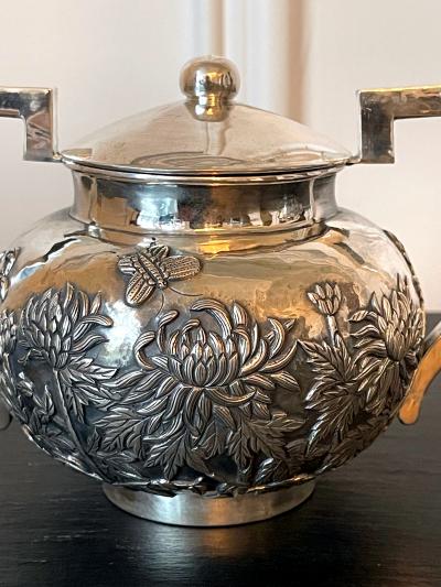 Chinese Export Sterling Silver Creamer and Sugar by Cutshing