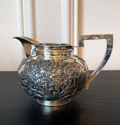 Chinese Export Sterling Silver Creamer and Sugar by Cutshing