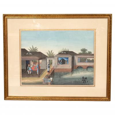 Chinese Export Watercolor Framed