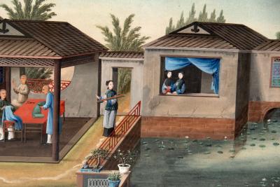 Chinese Export Watercolor Framed