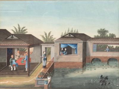 Chinese Export Watercolor Framed