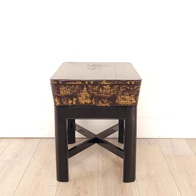 Chinese Export Work Box on Later Custom Stand 19th century