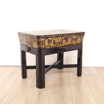 Chinese Export Work Box on Later Custom Stand 19th century