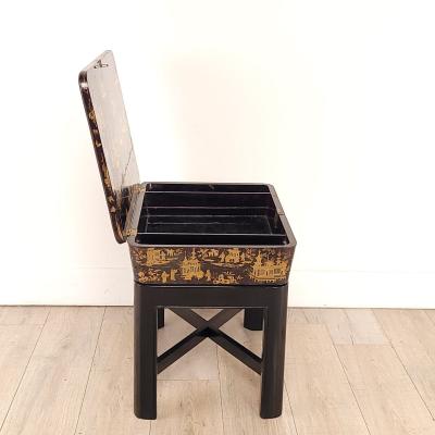 Chinese Export Work Box on Later Custom Stand 19th century