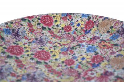 Chinese Famille Rose Thousand Flower Pattern Shallow Porcelain Bowl