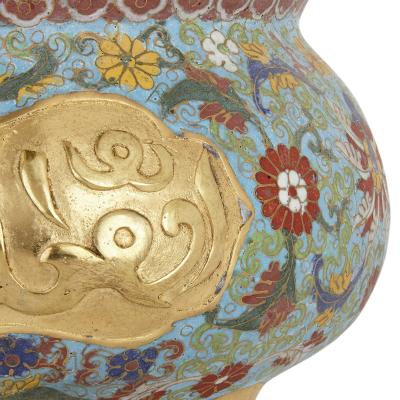 Chinese Floral Cloisonn Enamel and Ormolu Vase for Islamic Market