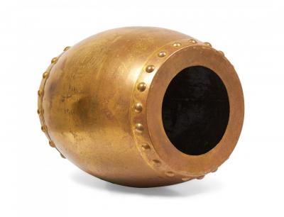 Chinese Gilt Metal Drum Shaped Garden Stool
