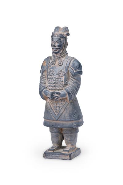 Chinese Gray Ceramic Figure Depicting a Dignitary