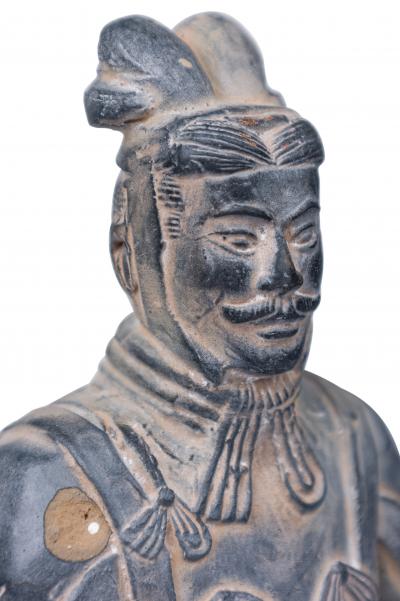 Chinese Gray Ceramic Figure Depicting a Dignitary