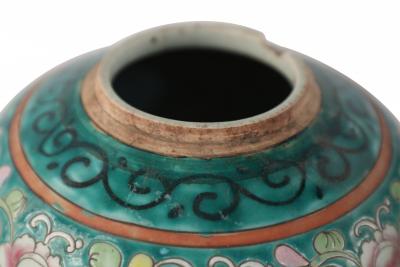 Chinese Green Floral Scrolling Design Ginger Jar Vases