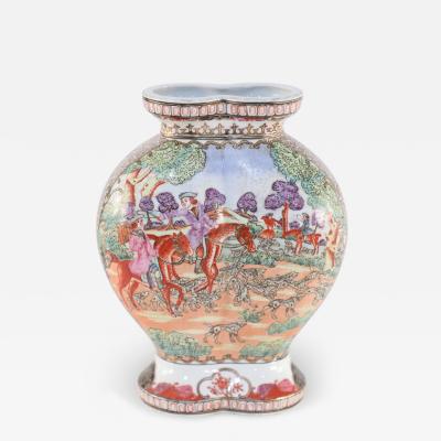 Chinese Guangzhou Dog Hunt Scene Conjoined Vase