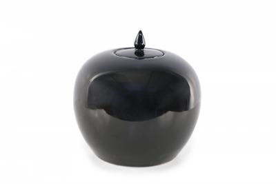 Chinese High Gloss Black Lidded Porcelain Vases