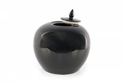 Chinese High Gloss Black Lidded Porcelain Vases