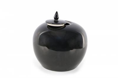 Chinese High Gloss Black Lidded Porcelain Vases