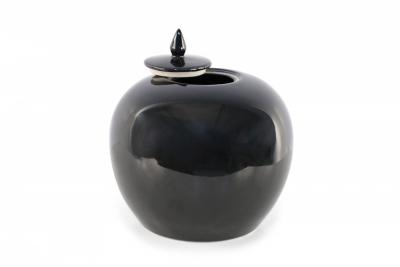 Chinese High Gloss Black Lidded Porcelain Vases
