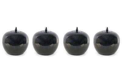 Chinese High Gloss Black Lidded Porcelain Vases